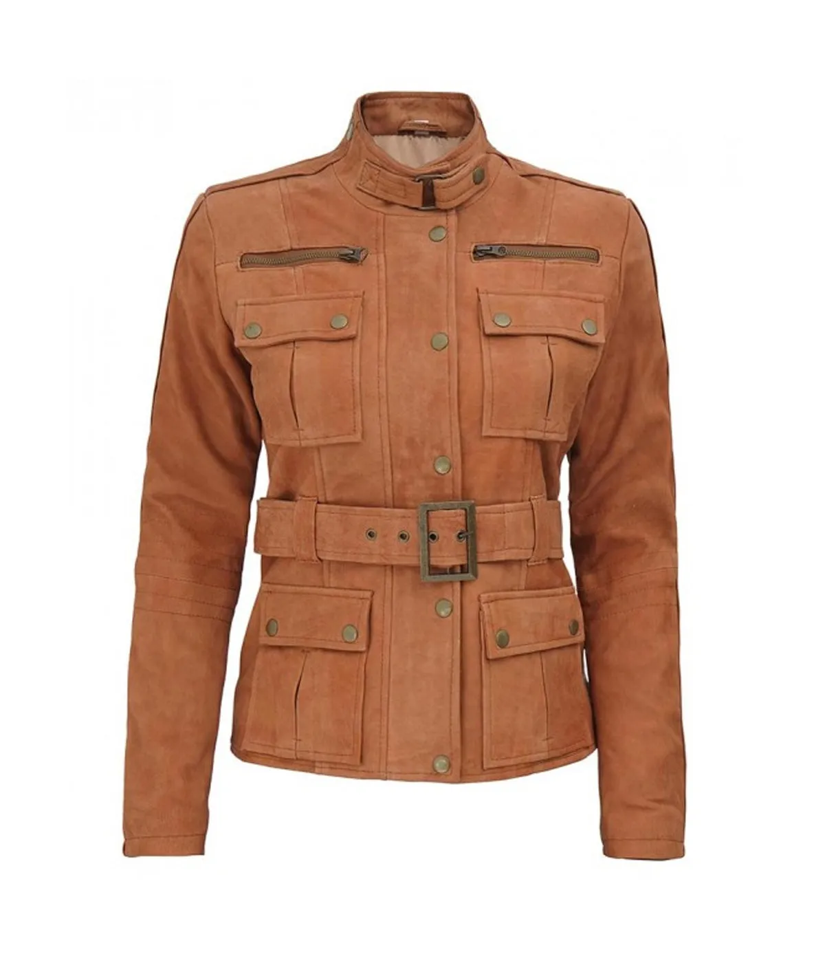 Women's Four Pockets Suede Leather Jacket